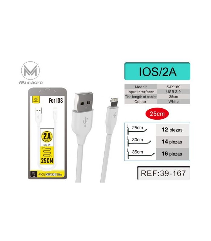 Cable De Datos Y Carga Lightning 25CM