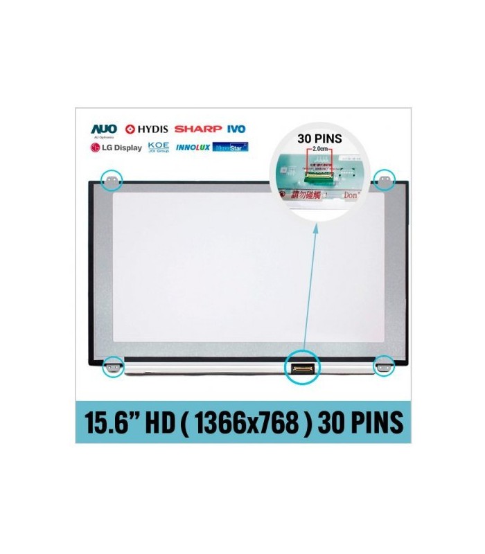Pantalla de LCD 15.6 pulgadas 30 pin con conector en derecho