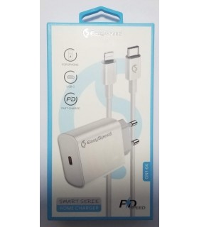 PD CARGADOR CONECTOR TYPE-C CON CABLE TYPE-C TO LIGHTNING 18W BLANCO